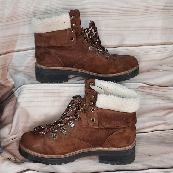 Universal Thread Target boots Karissa microsuede sherpa cuff chocolate brown 10 - Picture 2 of 12